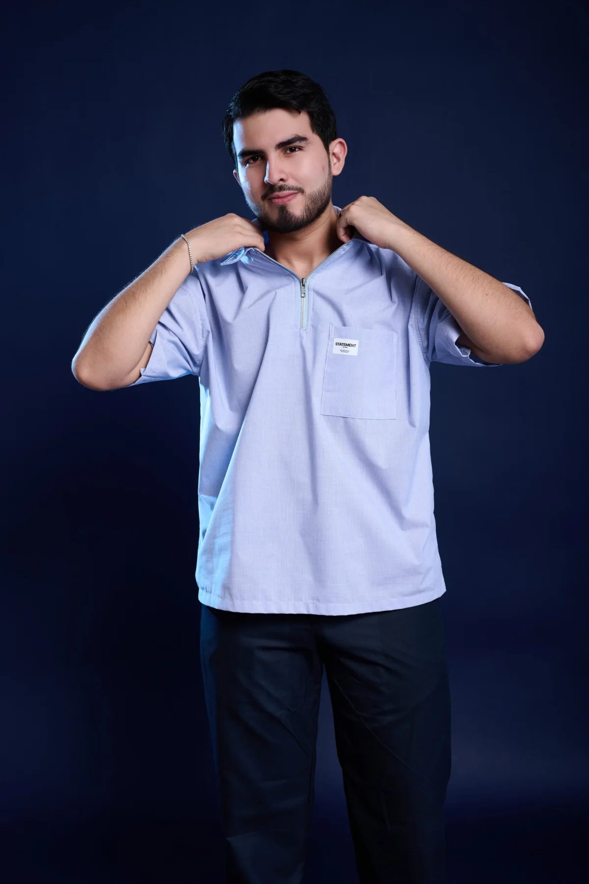 boxy zip up shirt