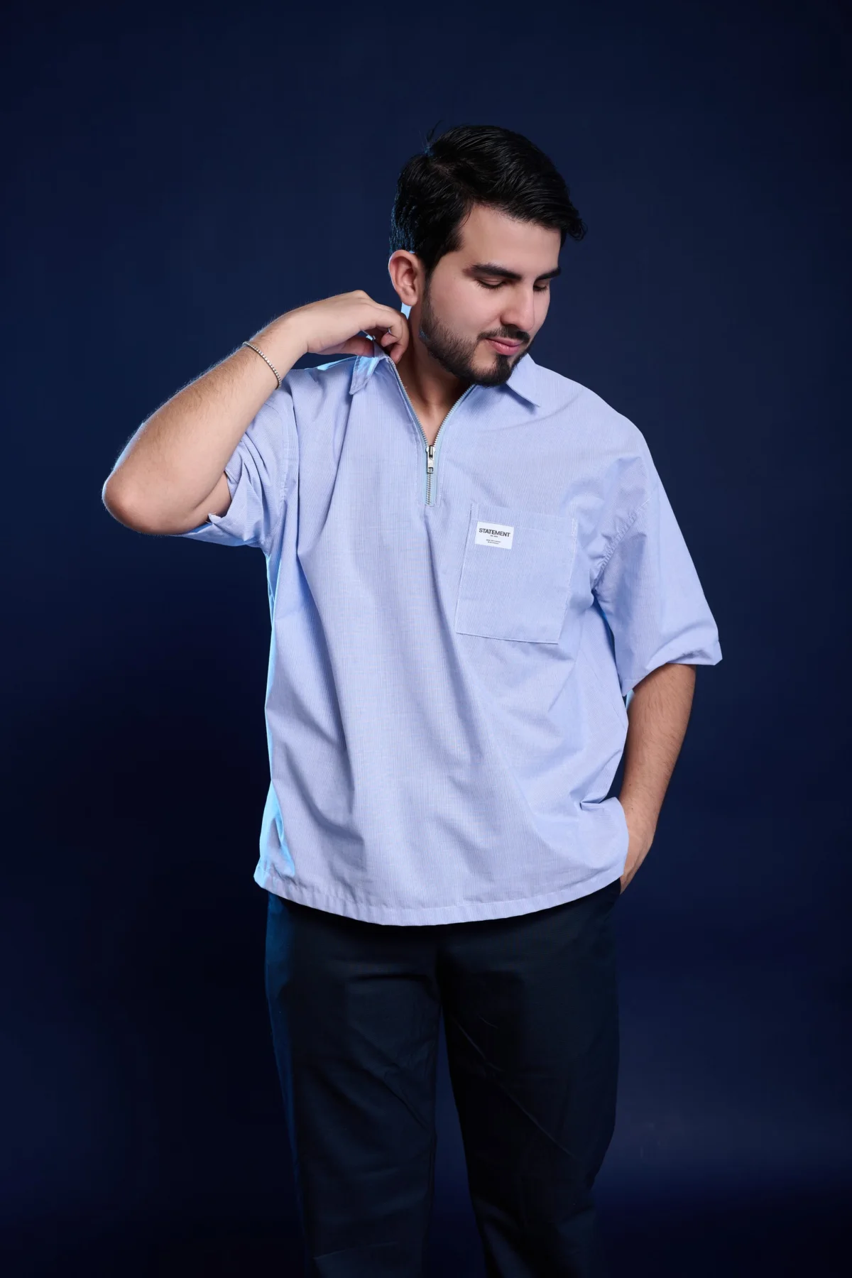 boxy zip up shirt