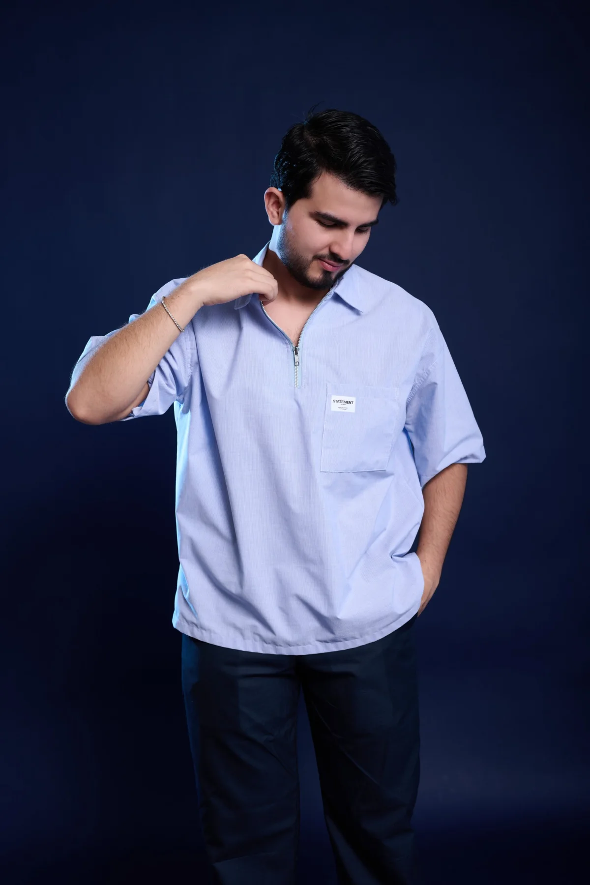 boxy zip up shirt