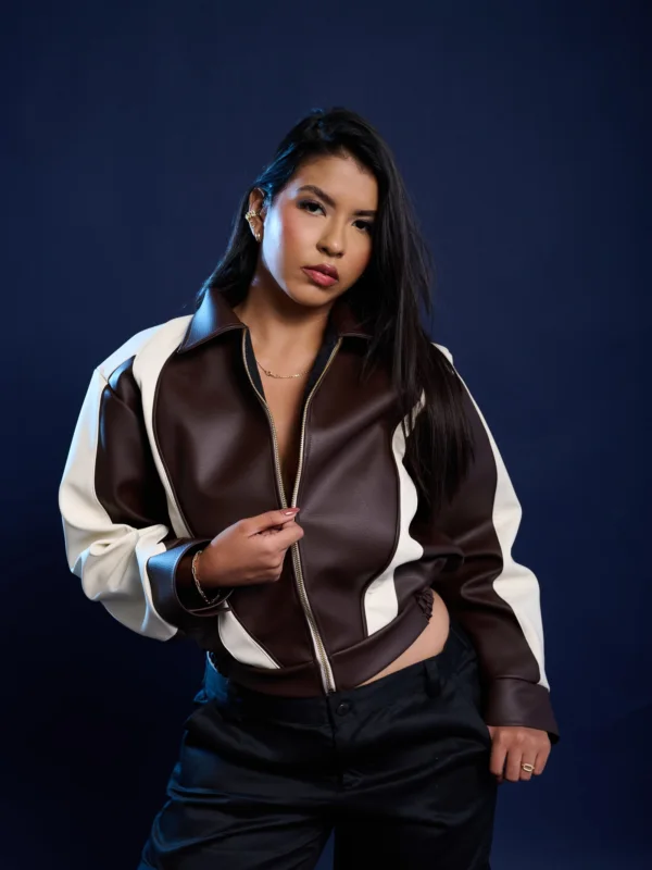 vegan leather bomber jacket