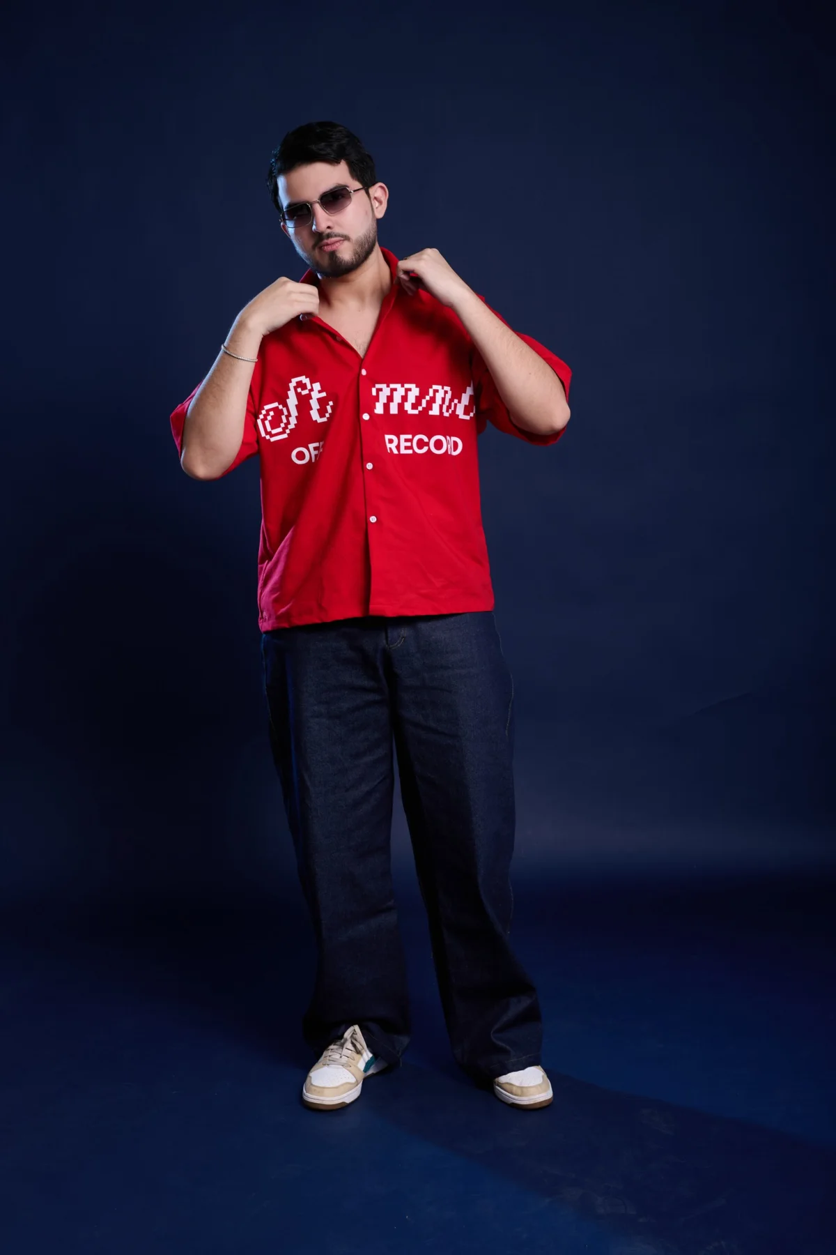 red boxy shirt