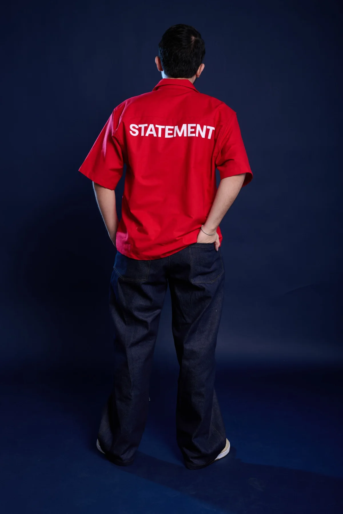 red boxy shirt