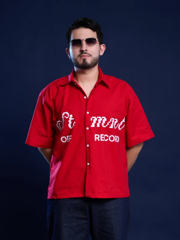 red boxy shirt