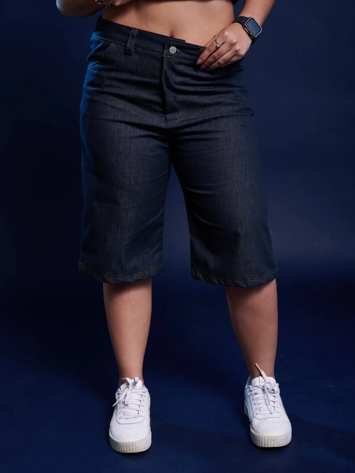long denim shorts
