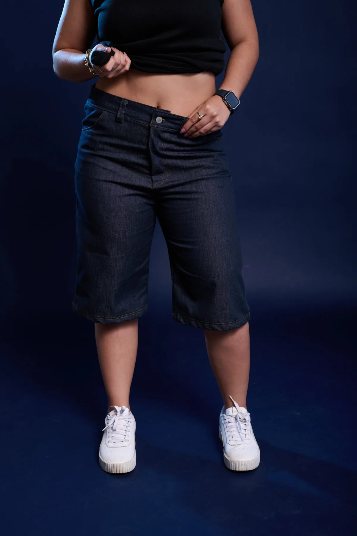 long denim shorts