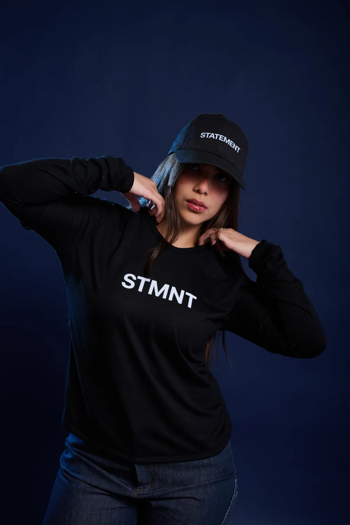 statement black wool cap