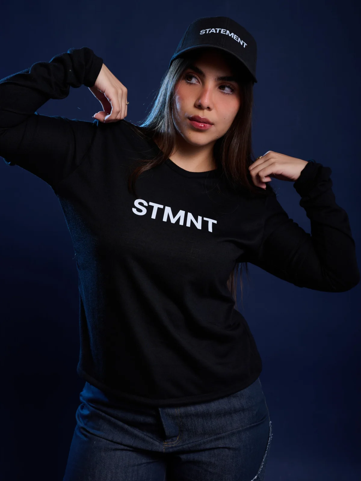 statement black wool cap