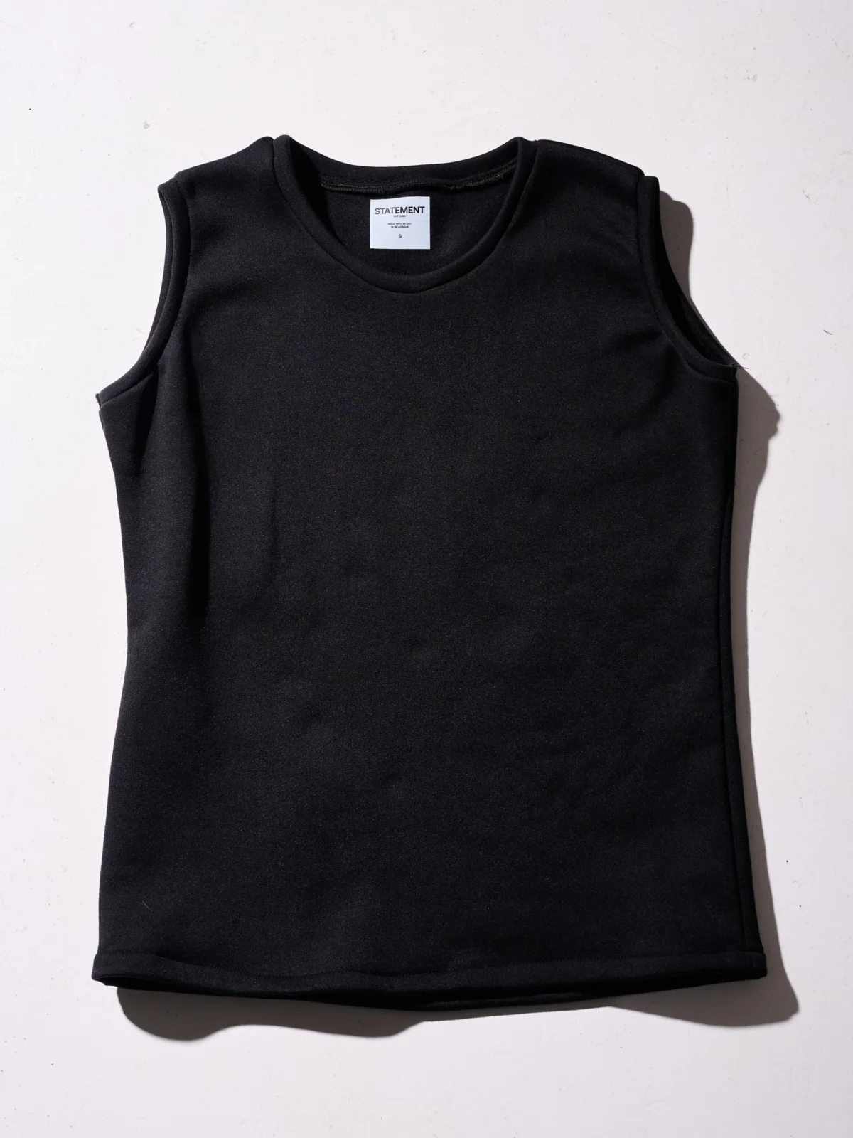 boxy black sleeveless t-shirt