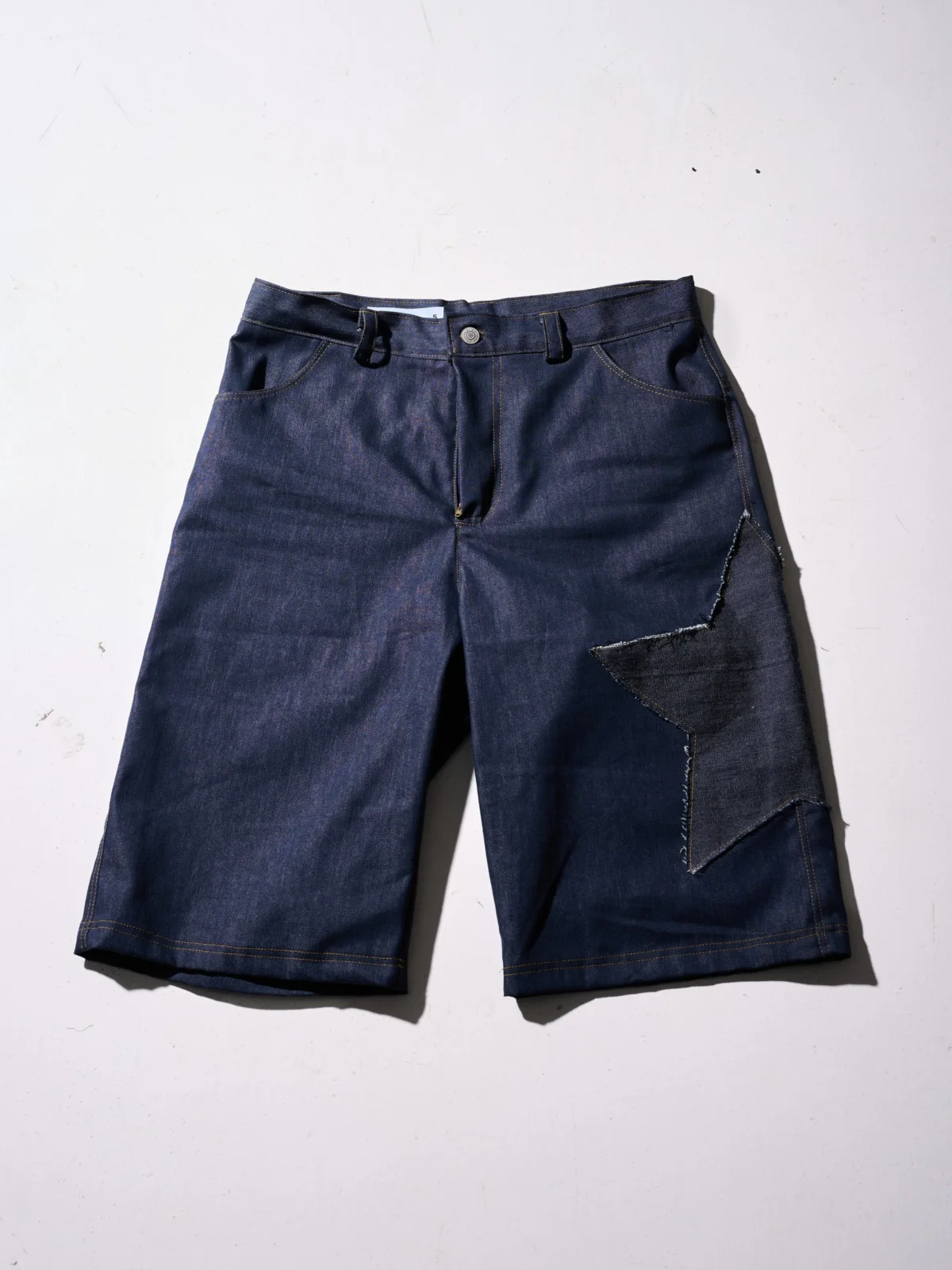 patch denim shorts
