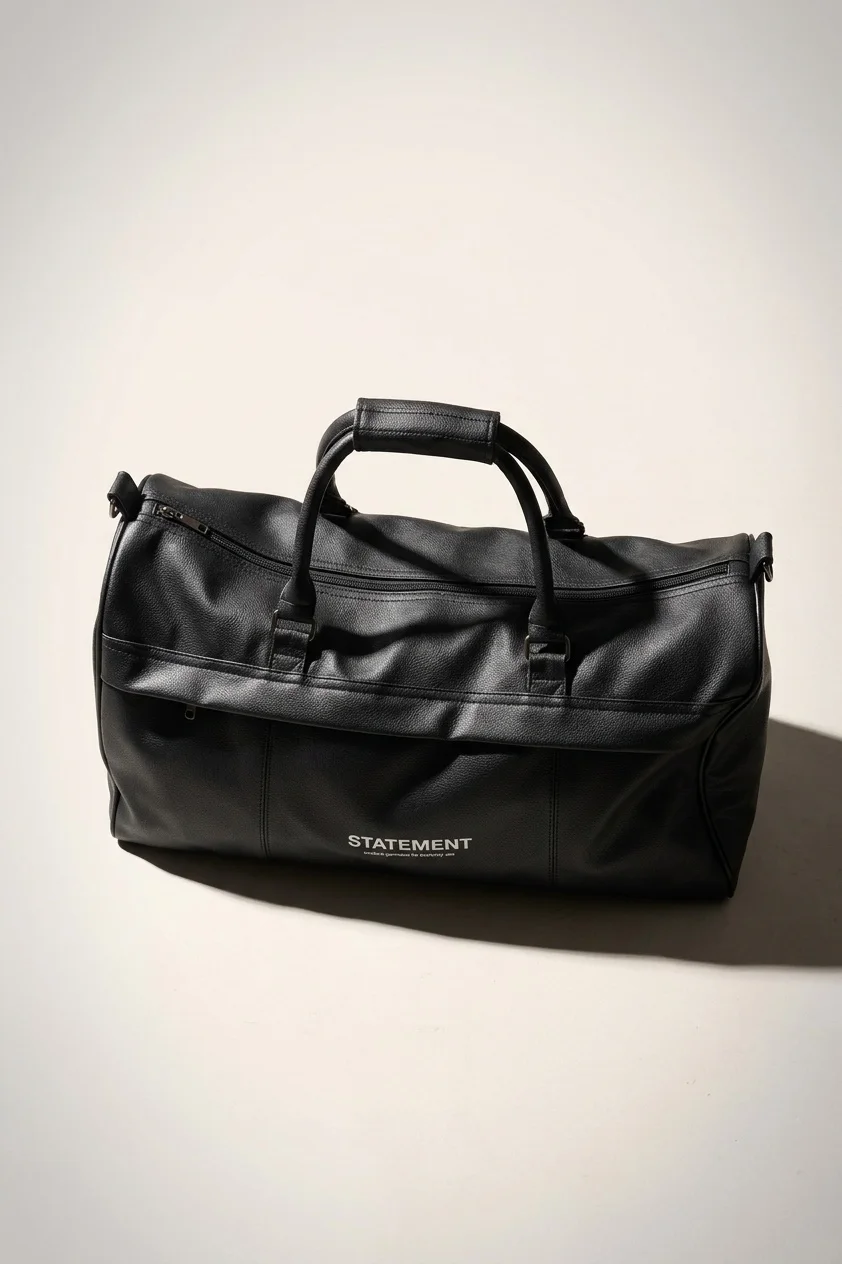 vegan leather duffle bag